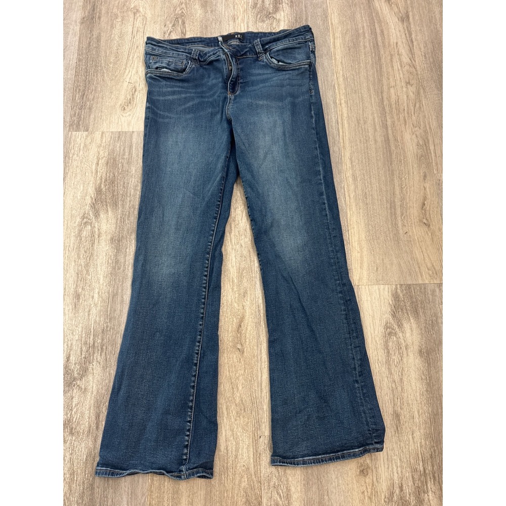 KUT from the Kloth Natalie Bootcut Jeans Blue Medium Wash 16 Short Stretch Denim